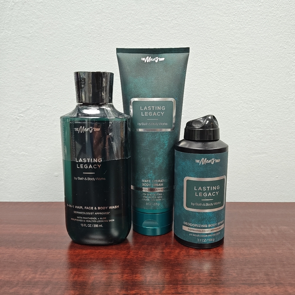 Bath & Body Works LASTING LEGACY Men's Collection 3 Piece Body Care Bundle Set